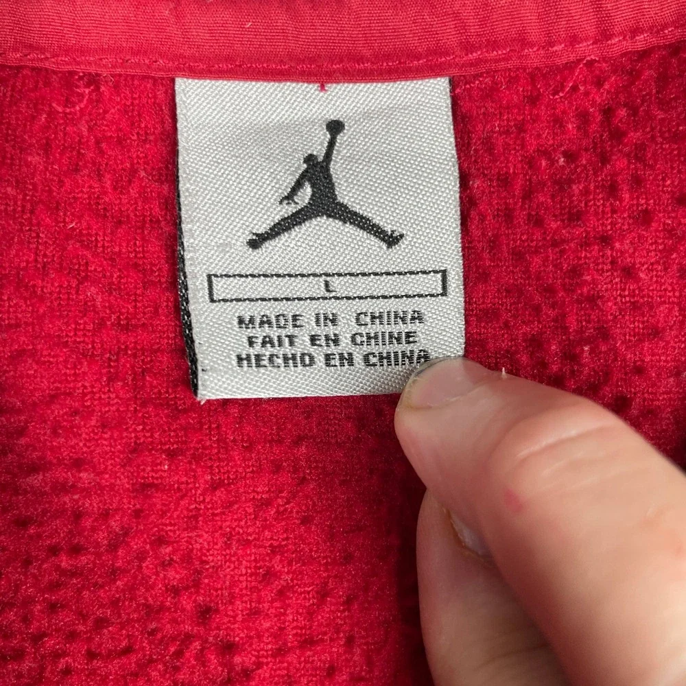 Jordan Fleece Jacket Mens L Black Red Full Zip Colorblock Jumpman Mock Neck